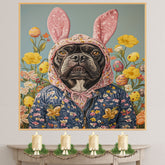 Hoppy Vibes: Cane Corso Posing in a Festive Springtime Outfit on High-Quality Canvas Wrap, Framed Print, or Rolled Artwork